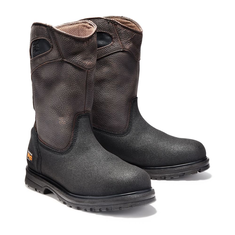 Botas de Trabajo Timberland Hombre Pro® Powerwelt Wellington Steel Toe Marrones - Chile LYJ-021836